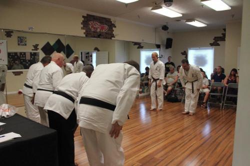 Bowing in to begin the Black Belt Test
