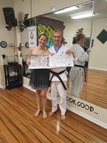 Megan and Steven with his Shodan Certificates